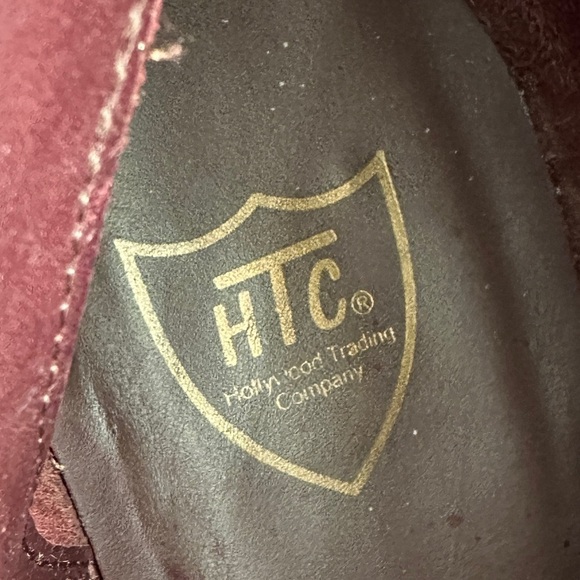 HTC Hollywood Trading Company Folded Cowboy Ankle Boots in Burgundy Sz 37 / 7 US - Picture 5 of 15